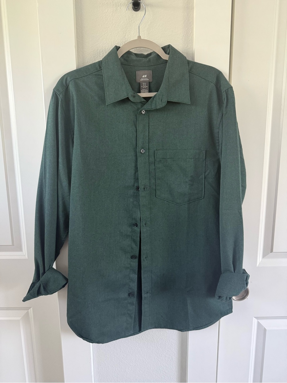 H&M Forest Green Casual Button-Down Shirt
